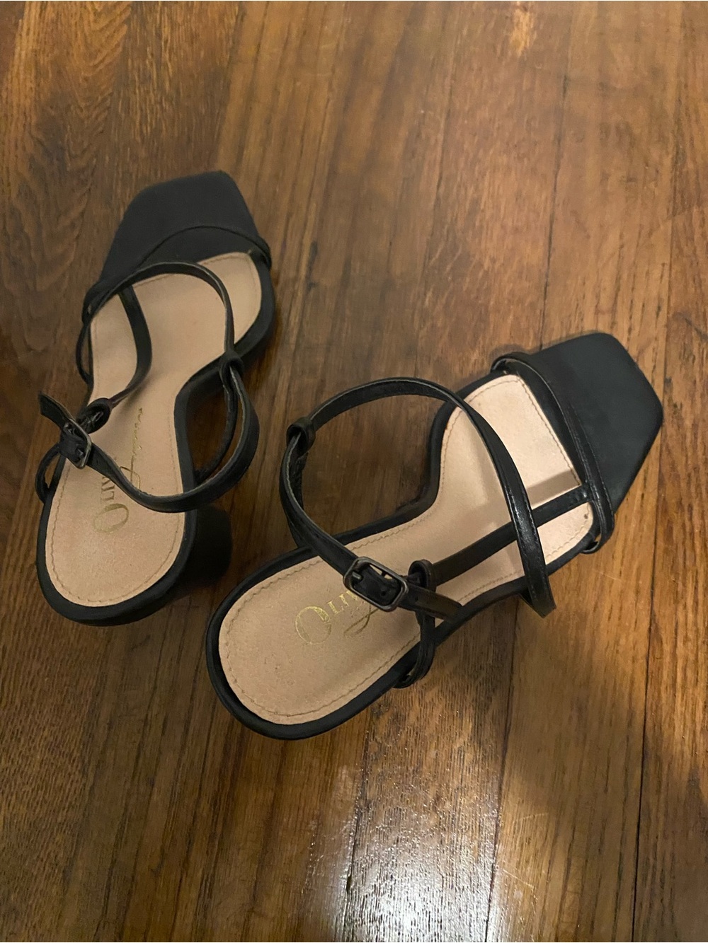 Black Strappy Block Heel Sandals - Women